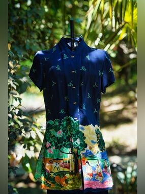 Breeze Navy Blue 2-Piece Set Kimono Blouse + Pants